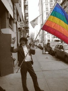 Sylvia Rivera in front of MCCNY